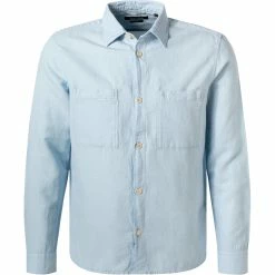Auslauf ⭐ Marc O'Polo Overshirt 123 7291 42122/811 Baumwolle-Leinen, Hellblau 👏
