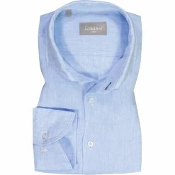 Budget 💯 fakts Hemd 6018/211 Slim Fit, Reines Leinen, Hellblau 🌟