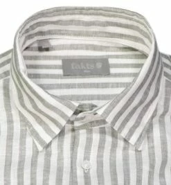 Angebote 🎁 fakts Hemd 6020/313 Slim Fit, Leinen, Graugrün-weiß gestreift, Hellgrau ❤️ -Hemden Verkaufsgeschäft 367272 norm2