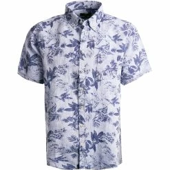 Rabatt 🥰 Fynch-Hatton Hemd 1121 9011/9013 Kurzarmhemd, Casual Fit, Reines Leinen, Blau gemustert, Blau 🎉