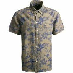 Bestes Angebot 🔥 Fynch-Hatton Hemd 1121 9011/9014 Kurzarmhemd, Casual Fit, Reines Leinen, Olivgrün-navy gemustert, Olive 👍