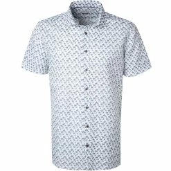 Angebote 🥰 bugatti Hemd 9250/78541/370 Kurzarmhemd, Modern Fit, Leinen, Blau-weiß, Weiß-blau 🎉