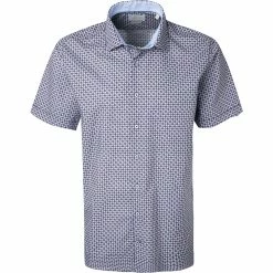 Neu 🎉 bugatti Hemd 9250/78831/760 Kurzarmhemd, Modern Fit, Baumwolle, Lila-weiß gemustert, Lila-weiß 👍