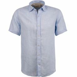 Auslauf 💯 FIL NOIR Hemd Roma 51490/62 Kurzarmhemd, Shaped Fit, Reines Leinen, Hellblau meliert, Hellblau 😉