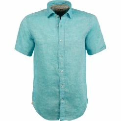 Aktion ❤️ FIL NOIR Hemd Roma 51490/81 Kurzarmhemd, Shaped Fit, Reines Leinen, Mintblau meliert, Mintgrün ⭐