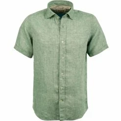 Budget 🥰 FIL NOIR Hemd Roma 51490/83 Kurzarmhemd, Shaped Fit, Reines Leinen, Grasgrün meliert, Grasgrün 😍