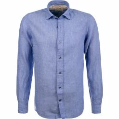 Coupon 👏 FIL NOIR Hemd Roma 51492/67 Shaped Fit, Reines Leinen, Blau meliert, Blau 🌟