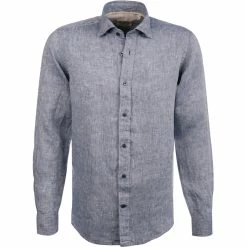 Am billigsten ⌛ FIL NOIR Hemd Roma 51492/68 Shaped Fit, Reines Leinen, Indigo meliert, Indigo 🎉