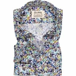 Budget 😍 FIL NOIR Hemd Treviso 51470/67 Shaped Fit, Popeline CO2-Neutral, Blau gemustert, Blau 🎁