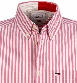 Rabatt 🔔 TOMMY 👖 JEANS Hemd DM0DM10160/T1K Kurzarmhemd, Bio Baumwolle, Rosa-weiß gestreift, Pink-weiß ✨ -Hemden Verkaufsgeschäft 367725 norm2
