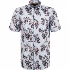 Bestes Angebot 😀 Tommy Hilfiger Hemd MW0MW17597/0GZ Kurzarmhemd, Regular Fit, Baumwolle, Blau-weiß gestreift, Weiß-blau-navy ⌛