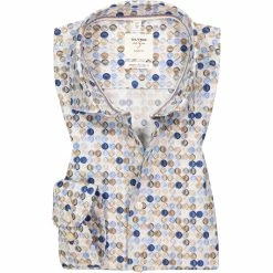 Aktion 🤩 OLYMP Level Five Body Fit Smartbusiness 3501/74/11 Hemd, Baumwolle, Bleu gemustert, Bleu 😀