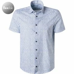 Auslauf ✨ OLYMP Level Five Body Fit 2011/72/11 Kurzarmhemd, Jersey geruchshemmend, Bleu gemustert, Bleu 🥰