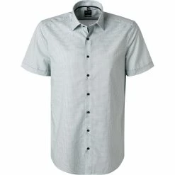 Rabatt 👍 OLYMP Level Five Body Fit 2021/72/45 Kurzarmhemd, Baumwolle, Grün-blau gemustert, Grün ⌛