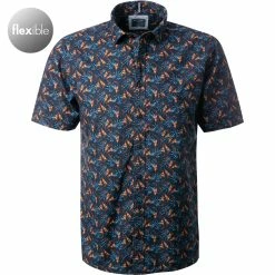 Angebote 😍 OLYMP Casual Modern Fit 4005/72/18 Kurzarmhemd, Baumwolle, Blau-orange, Marine 👏