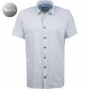 Schlussverkauf ❤️ OLYMP Luxor Modern Fit 1203/72/11 Kurzarmhemd, Jersey atmungsaktiv, Weiß-blau gemustert, Bleu 🛒