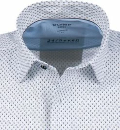 Schlussverkauf ❤️ OLYMP Luxor Modern Fit 1203/72/11 Kurzarmhemd, Jersey atmungsaktiv, Weiß-blau gemustert, Bleu 🛒 -Hemden Verkaufsgeschäft 367887 norm2