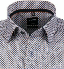 Blitzangebot 🎉 OLYMP Luxor Modern Fit 1217/72/91 Kurzarmhemd, Popeline, Blau-orange gemustert, Orange 😍 -Hemden Verkaufsgeschäft 367890 norm2