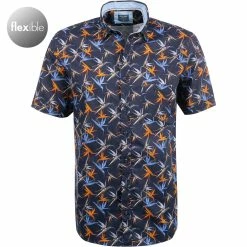 Rabatt 🛒 OLYMP Casual Modern Fit 4108/72/18 Kurzarmhemd, Baumwolle, Blau-orange, Marine 👍