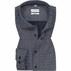 Brandneu 💯 Seidensticker Hemd 198370/19 Regular Fit, Reines Leinen, Blau gemustert, Blau 🛒