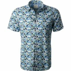 Billig ❤️ OLYMP Casual Level Five Body Fit 3013/72/00 Kurzarmhemd, Baumwolle, Blau-grün, Weiß 💯