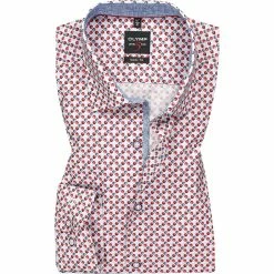 Am billigsten 😉 OLYMP Level Five Body Fit 2033/74/35 Hemd, Baumwolle, Rot-blau gemustert, Rot 😉