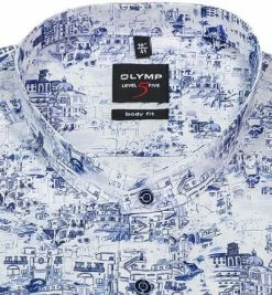 Neu 🔥 OLYMP Level Five Body Fit 2181/74/11 Hemd, Baumwolle, Bleu gemustert, Bleu 🥰 -Hemden Verkaufsgeschäft 368030 norm2