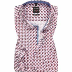 Angebote 🌟 OLYMP Level Five Body Fit 69EL 2033/79/35 Hemd, Baumwolle, Extra langer Arm, Rot gemustert, Rot ⌛