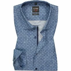 Neu 🥰 OLYMP Level Five Body Fit 69EL 2023/79/13 Hemd, Baumwolle, Extra langer Arm, Rauchblau gemustert, Rauchblau 🔔