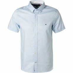 Brandneu 😉 Tommy Hilfiger Hemd MW0MW17618/C1S Kurzarmhemd, Slim Fit, Oxford wasserabweisend, Hellblau, Blau 😍
