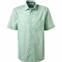 Budget 🎉 OLYMP Luxor Comfort Fit 1011/72/45 Kurzarmhemd, Popeline, Grün-weiß gemustert, Grün 🔥
