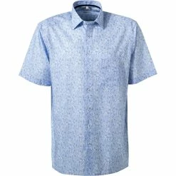 Blitzangebot 🔔 OLYMP Luxor Comfort Fit 1011/72/11 Kurzarmhemd, Popeline, Bleu-weiß gemustert, Bleu 💯