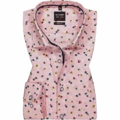 Auslauf 🎉 OLYMP Level Five Body Fit 2019/74/30 Hemd, Baumwolle, Rosé gemustert, Rosé ✔️