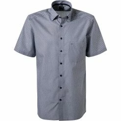 Neu 🌟 OLYMP Luxor Modern Fit 1217/72/28 Kurzarmhemd, Popeline, Braun-blau gemustert, Braun 🌟