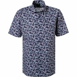 Budget 🔥 OLYMP Luxor Modern Fit 1213/72/35 Kurzarmhemd, Popeline, Marine-rot gemustert, Rot ❤️