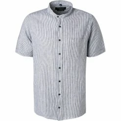 Am billigsten 🎉 CasaModa Hemd 913656000/101 Kurzarmhemd, Casual Fit, Leinen-Baumwolle, Navy gestreift, Navy 👏