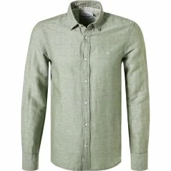 Bester Verkauf 🌟 Calvin Klein Hemd K10K107110/MSS Slim Fit, Leinen-Baumwolle, Khaki meliert, Khaki ⌛