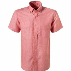 Schlussverkauf 🥰 ETERNA Hemd 2450/WS9B/83 Kurzarmhemd, Regular Fit, Leinen-Baumwolle, Hellrot meliert, Hellrot 🤩