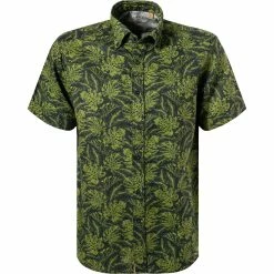 Bestes Angebot 👏 ETERNA Hemd 2461/WS7B/48 Kurzarmhemd, Regular Fit, Leinen-Baumwolle, Grün gemustert, Grün ⌛