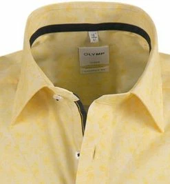 Brandneu 🧨 OLYMP Luxor Comfort Fit 1011/72/51 Kurzarmhemd, Popeline, Gelb gemustert, Gelb ❤️ -Hemden Verkaufsgeschäft 368724 norm2