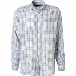 Auslauf 🤩 ETON Hemd 1000/03049/ Contemporary Fit, Reines Leinen, Weiß-braun kariert, Weiß-braun ❤️