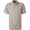Brandneu ✔️ ETON Hemd 1000/03070/34 Kurzarmhemd, Slim Fit, Reines Leinen, Taupe meliert, Taupe 🔔