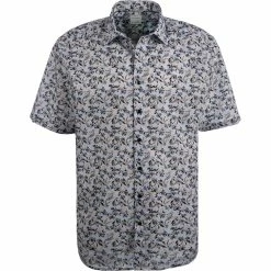 Brandneu 🤩 OLYMP Luxor Comfort Fit 1013/72/28 Kurzarmhemd, Baumwolle, Braun-blau gemustert, Braun 🧨