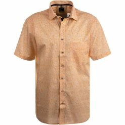 Brandneu 🌟 OLYMP Luxor Modern Fit 1211/72/91 Kurzarmhemd, Popeline, Orange-weiß gemustert, Orange 🥰