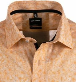 Brandneu 🌟 OLYMP Luxor Modern Fit 1211/72/91 Kurzarmhemd, Popeline, Orange-weiß gemustert, Orange 🥰 -Hemden Verkaufsgeschäft 368960 norm2