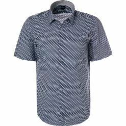 Großhandel ⭐ BOSS Hemd Luka 50453091/428 Kurzarmhemd, Regular Fit, Baumwolle, Blau-weiß gemustert , Mittelblau 👏