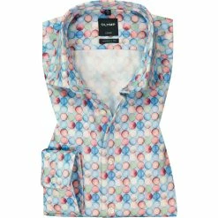 Großhandel 🌟 OLYMP Luxor Modern Fit 1219/74/35 Hemd, Baumwolle, Hellblau-rot gemustert, Rot 🎉