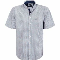 Bester Verkauf 😉 Fynch-Hatton Hemd 1121 8141/8143 Kurzarmhemd, Casual Fit, Baumwolle, Blau-orange gemustert, Blau-orange ✔️