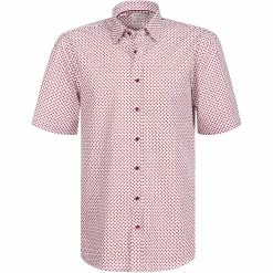 Besorgen 😀 Haupt Hemd 7112828220/40407 Kurzarmhemd, Regular Fit, Baumwolle, Rot-weiß gemustert, Rot-weiß ✨