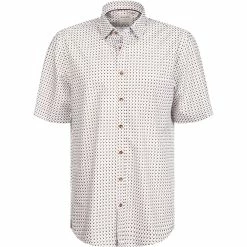 Top 10 🤩 Haupt Hemd 7112828220/40804 Kurzarmhemd, Regular Fit, Baumwolle, Greige-weiß gemustert, Greige-weiß 👏